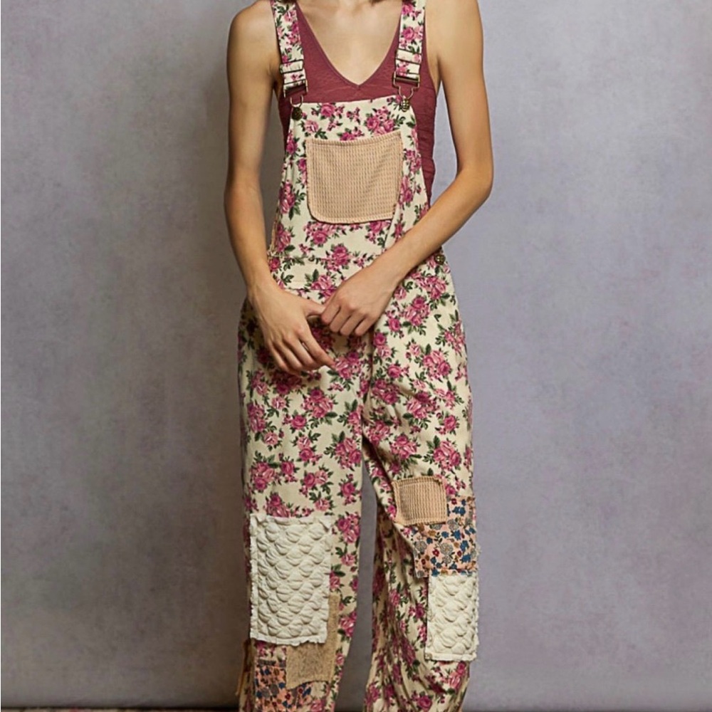POL Patchwork Floral Jumpsuit - Pink and Cream. New without tags,